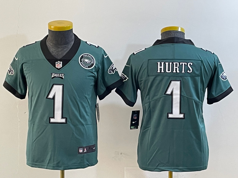 Youth 2025 Philadelphia Eagles 1 Hurts green Nike NFL jersey style 9